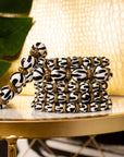 Ebony Stretch Bracelet Stack - B/W Wood,Bracelets, Sassy Jones, stack