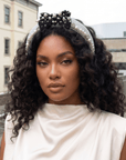 Emily Luxe Headband - Black/White Pearl,Headbands, Sassy Jones,