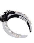 Emily Luxe Headband - Black/White Pearl,Headbands, Sassy Jones,
