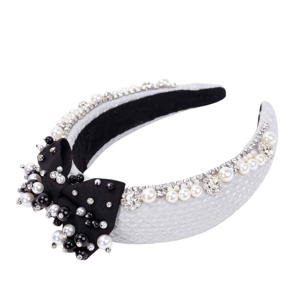 Emily Luxe Headband Black White Pearl