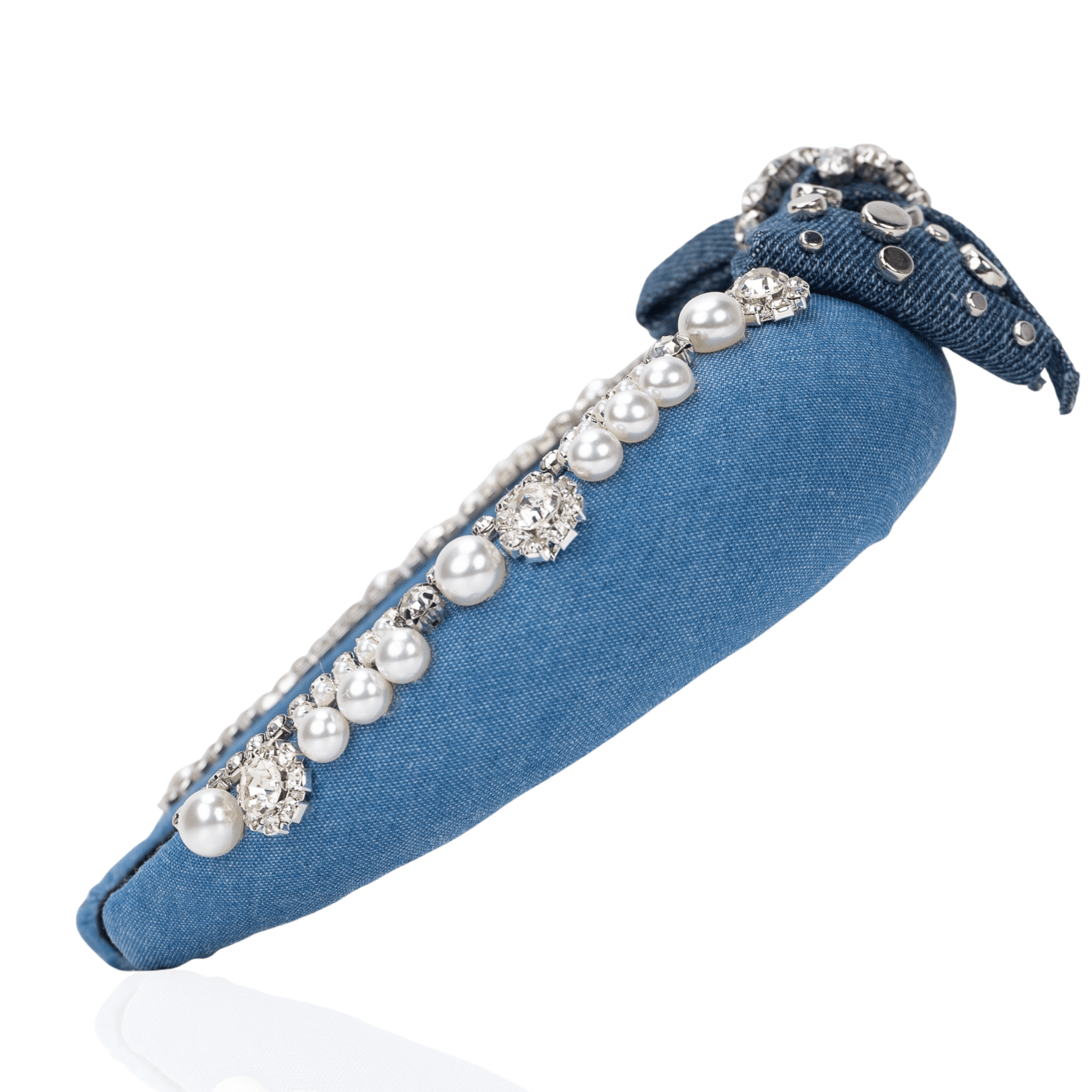 Emily Luxe Headband - Denim Pearl,Headbands, Sassy Jones,