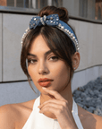 Emily Luxe Headband - Denim Pearl,Headbands, Sassy Jones,