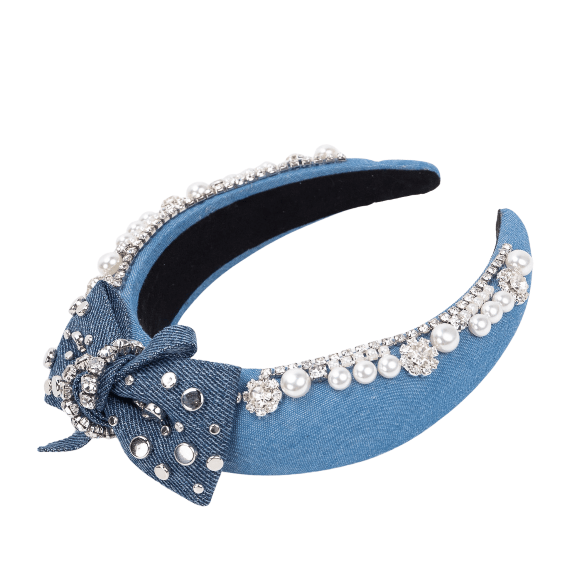 Emily Luxe Headband - Denim Pearl,Headbands, Sassy Jones,