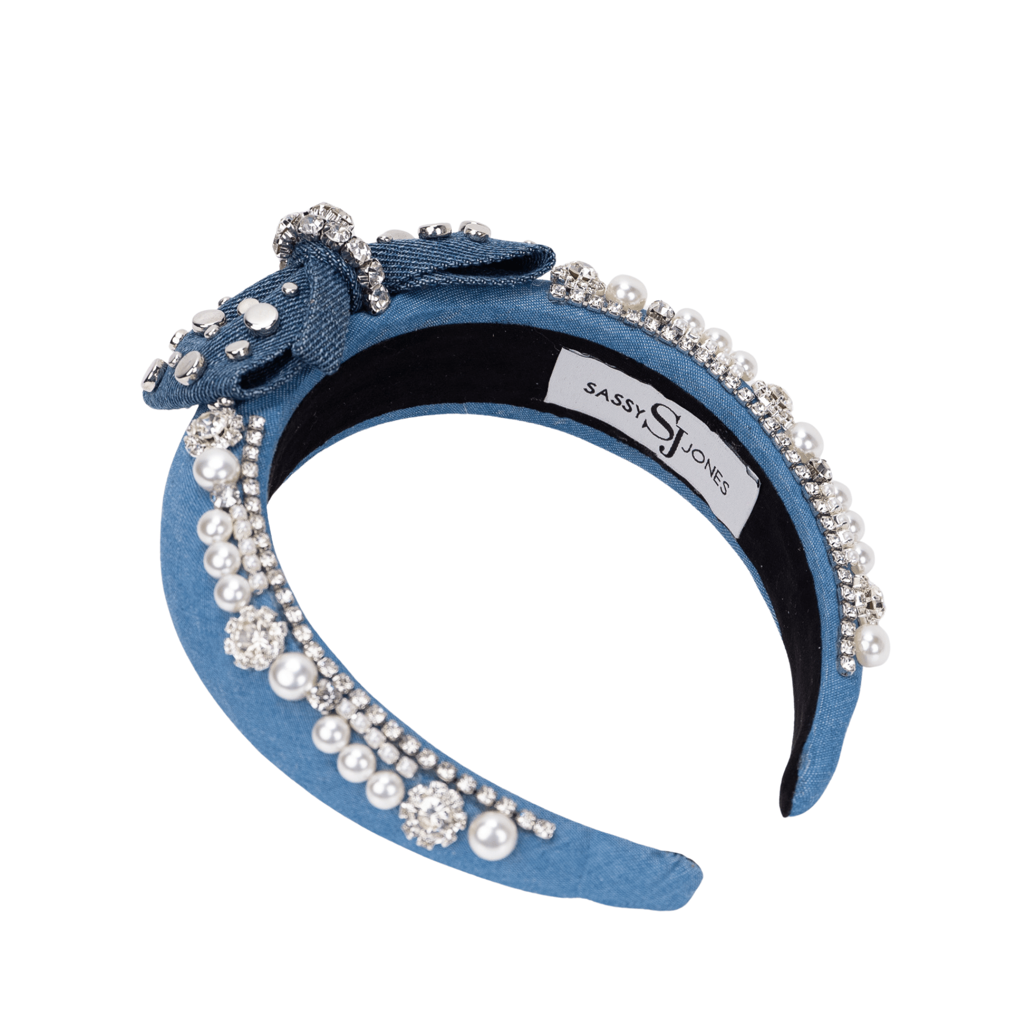 Emily Luxe Headband - Denim Pearl,Headbands, Sassy Jones,