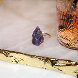 Energy Crystal Adjustable Ring - Raw Amethyst