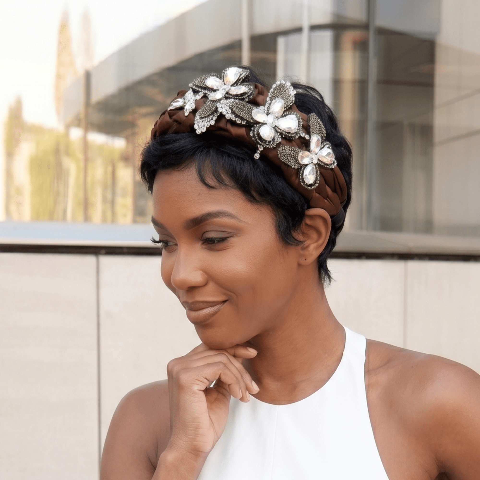 Evangeline Flutter Headband - Chocolate,Headbands, Sassy Jones,