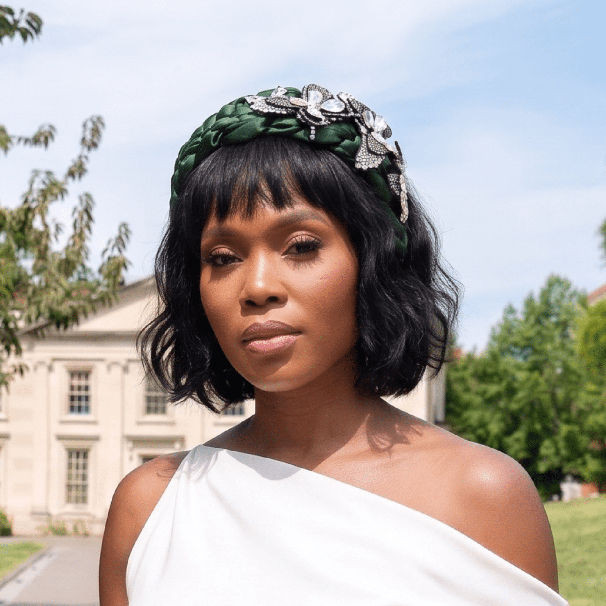Evangeline Flutter Headband - Hunter Green,Headbands, Sassy Jones,