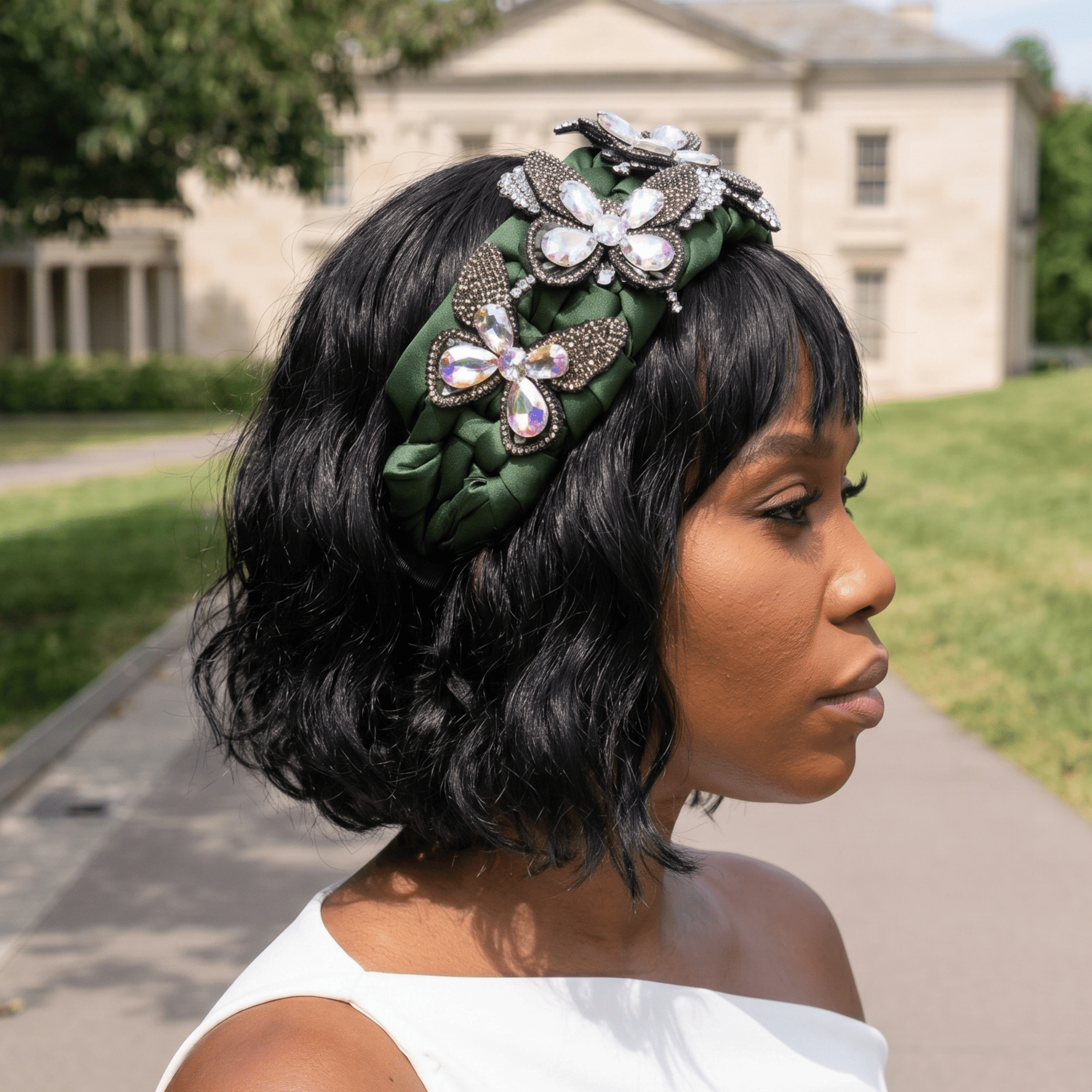 Evangeline Flutter Headband - Hunter Green,Headbands, Sassy Jones,