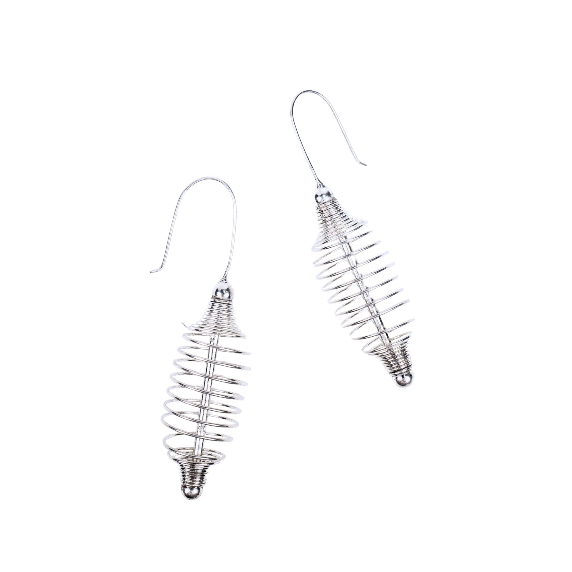 Evelyn Spiral Dangles - Silver,Earrings, Sassy Jones,