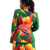 Floral print suit Flamingo print suit Green floral suit Sassy Jones suit Women's floral suit Designer floral suit Colorful print suit Statement floral suit Fashion floral suit