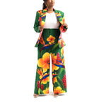 Floral print suit Flamingo print suit Green floral suit Sassy Jones suit Women's floral suit Designer floral suit Colorful print suit Statement floral suit Fashion floral suit