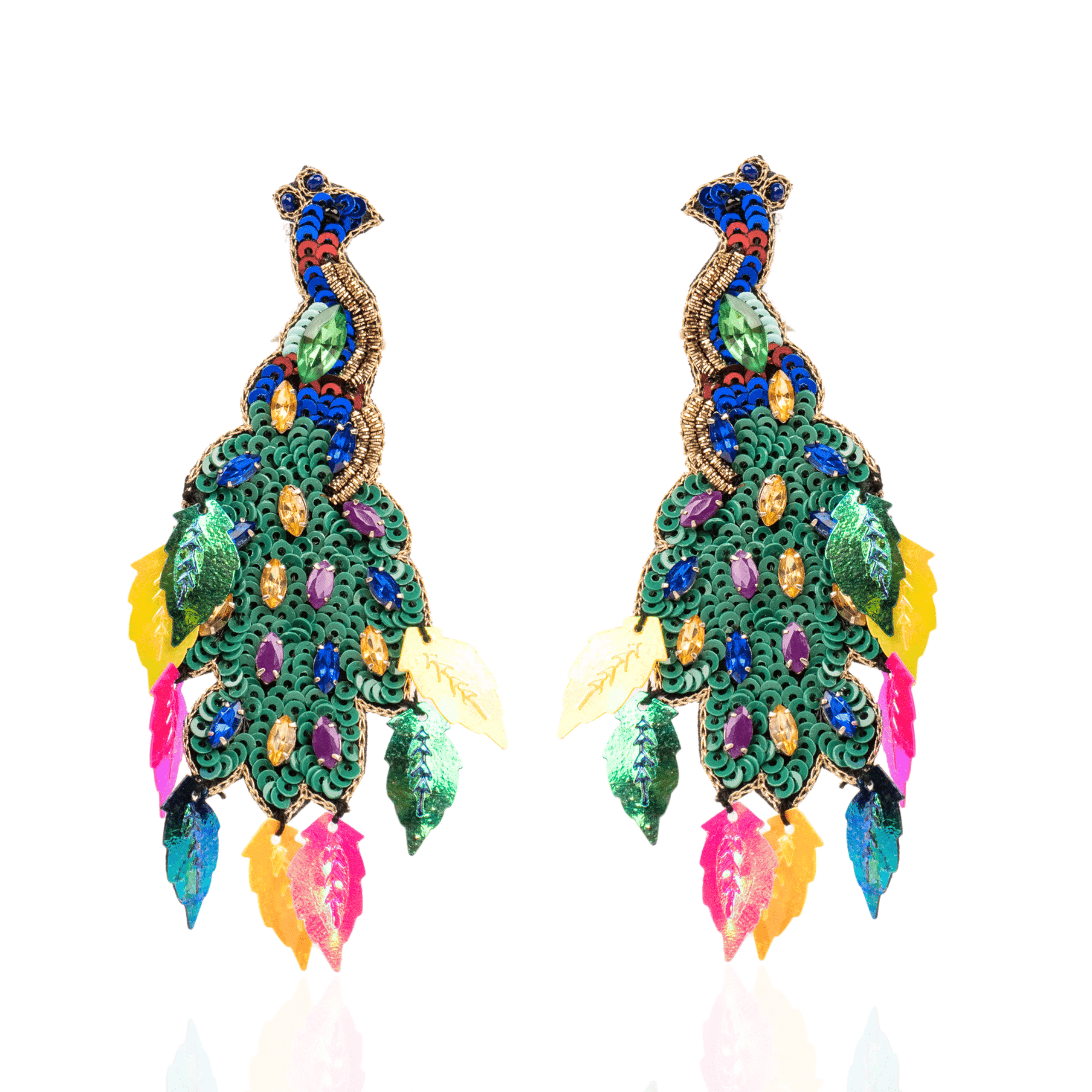 Flamboyant Farah Peacock Earrings,Earrings, Sassy Jones,