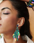 Flamboyant Farah Peacock Earrings,Earrings, Sassy Jones,