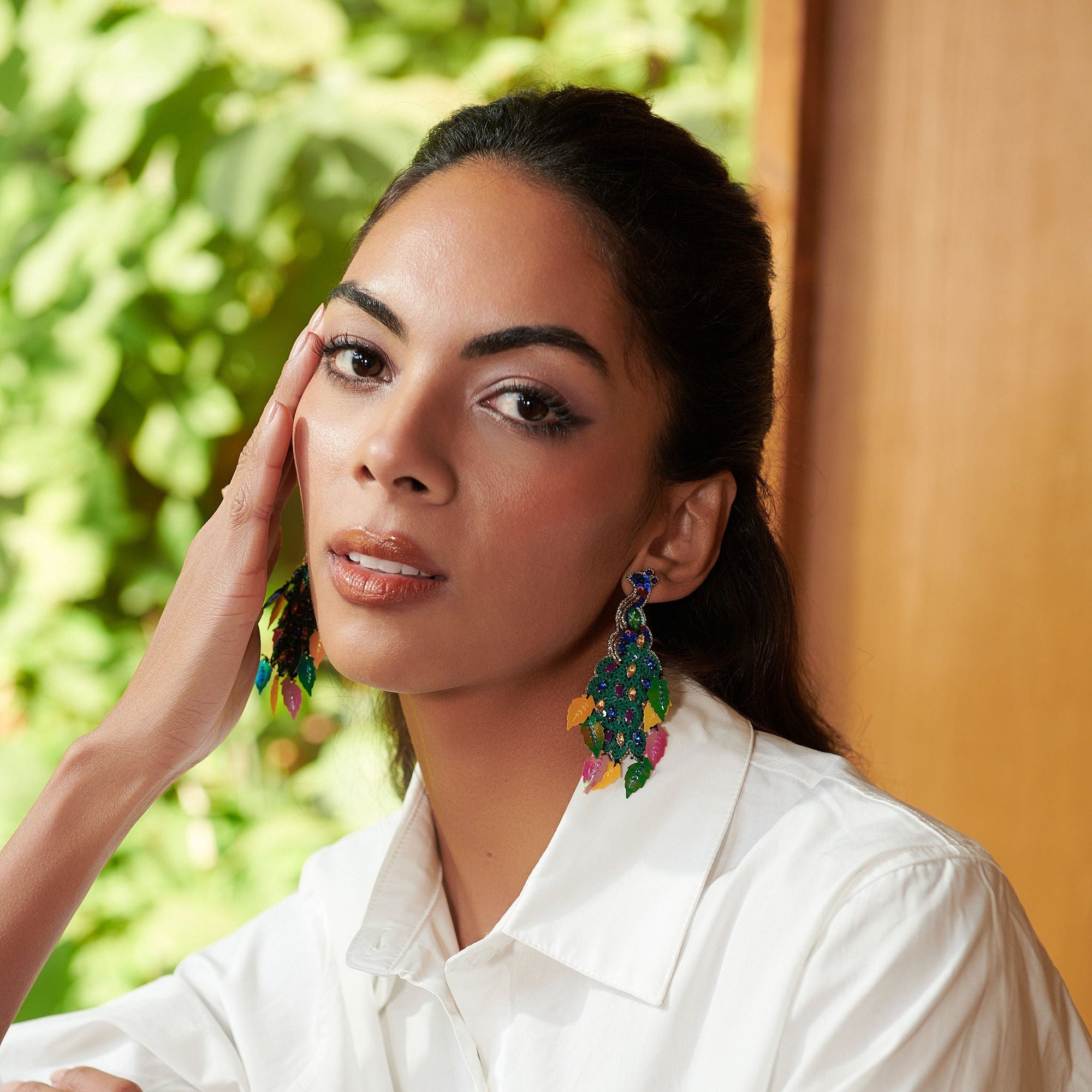 Flamboyant Farah Peacock Earrings,Earrings, Sassy Jones,