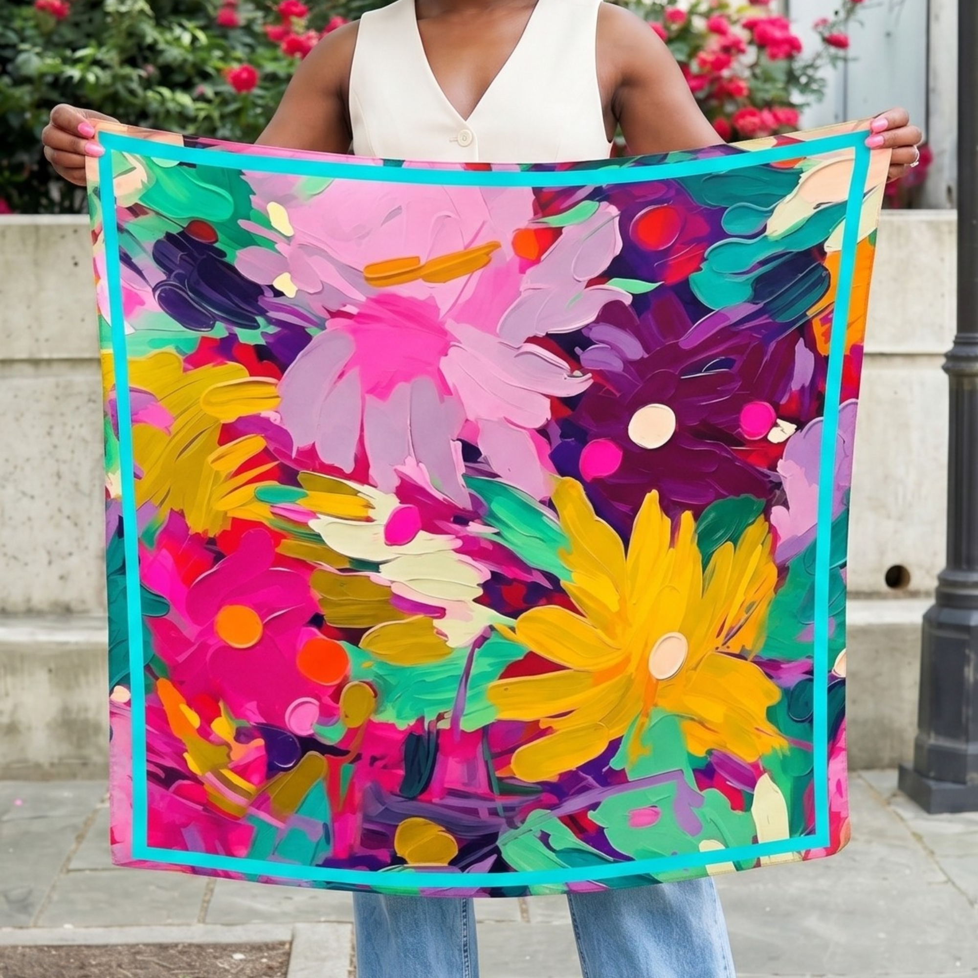 Flora Luxe Scarf 33" x 33",Scarves, Sassy Jones,