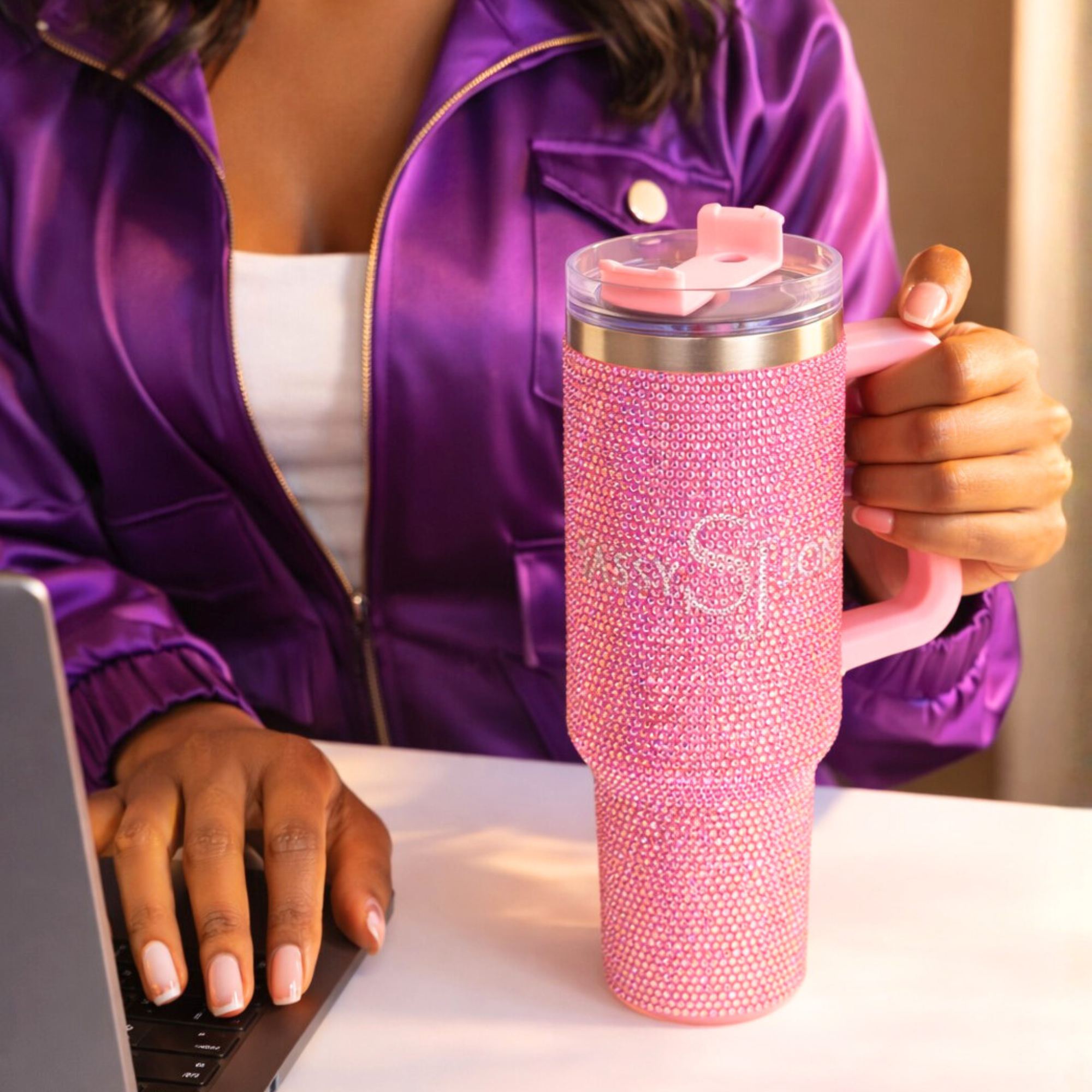 FREE 40oz Pink Sparkle Tumbler w/ $299+ Purchase Today,Home Decor, Sassy Jones,