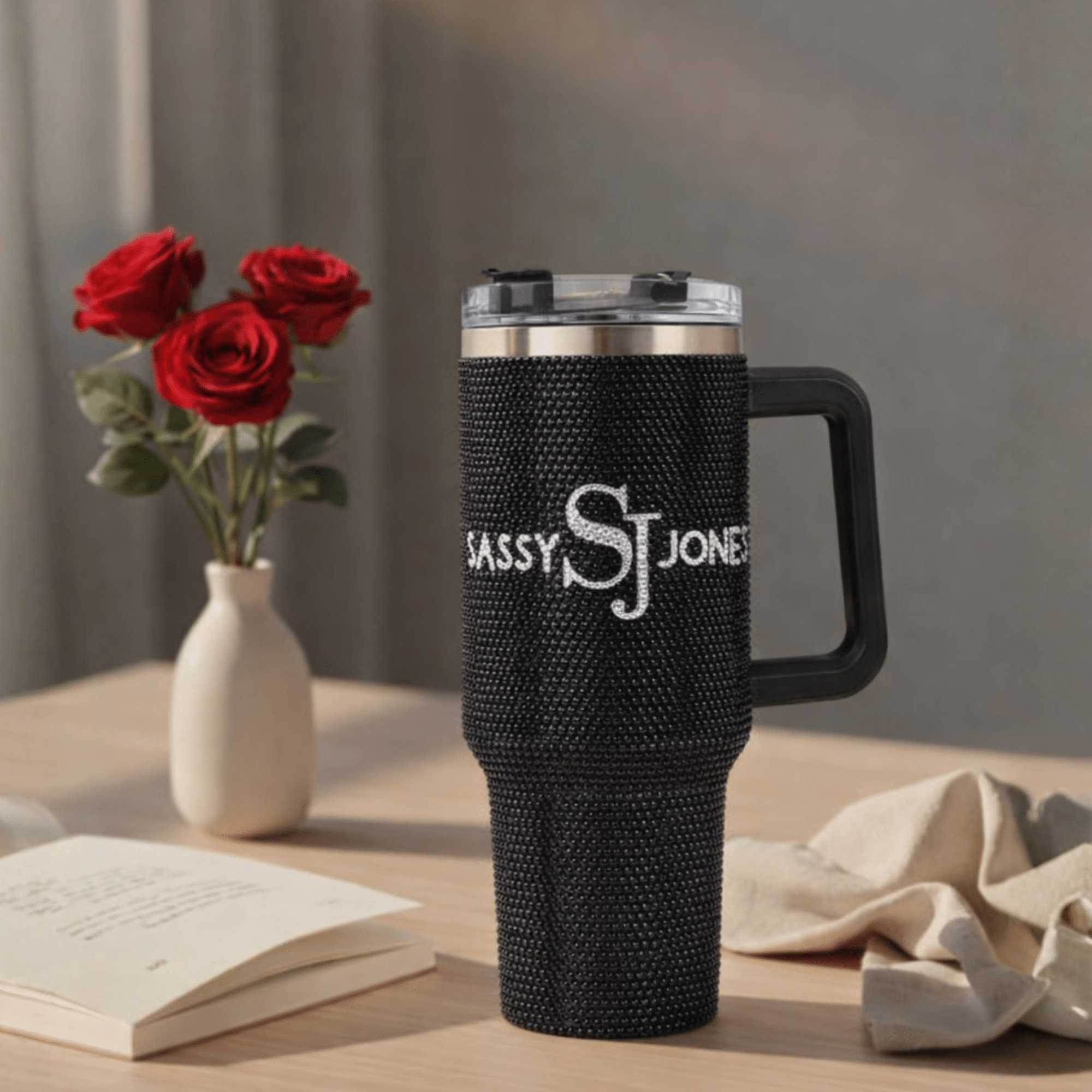 FREE Sassy Jones Black Sparkle 40oz Insulated Tumbler w/ $299+ Purchase,Home Decor, Sassy Jones,