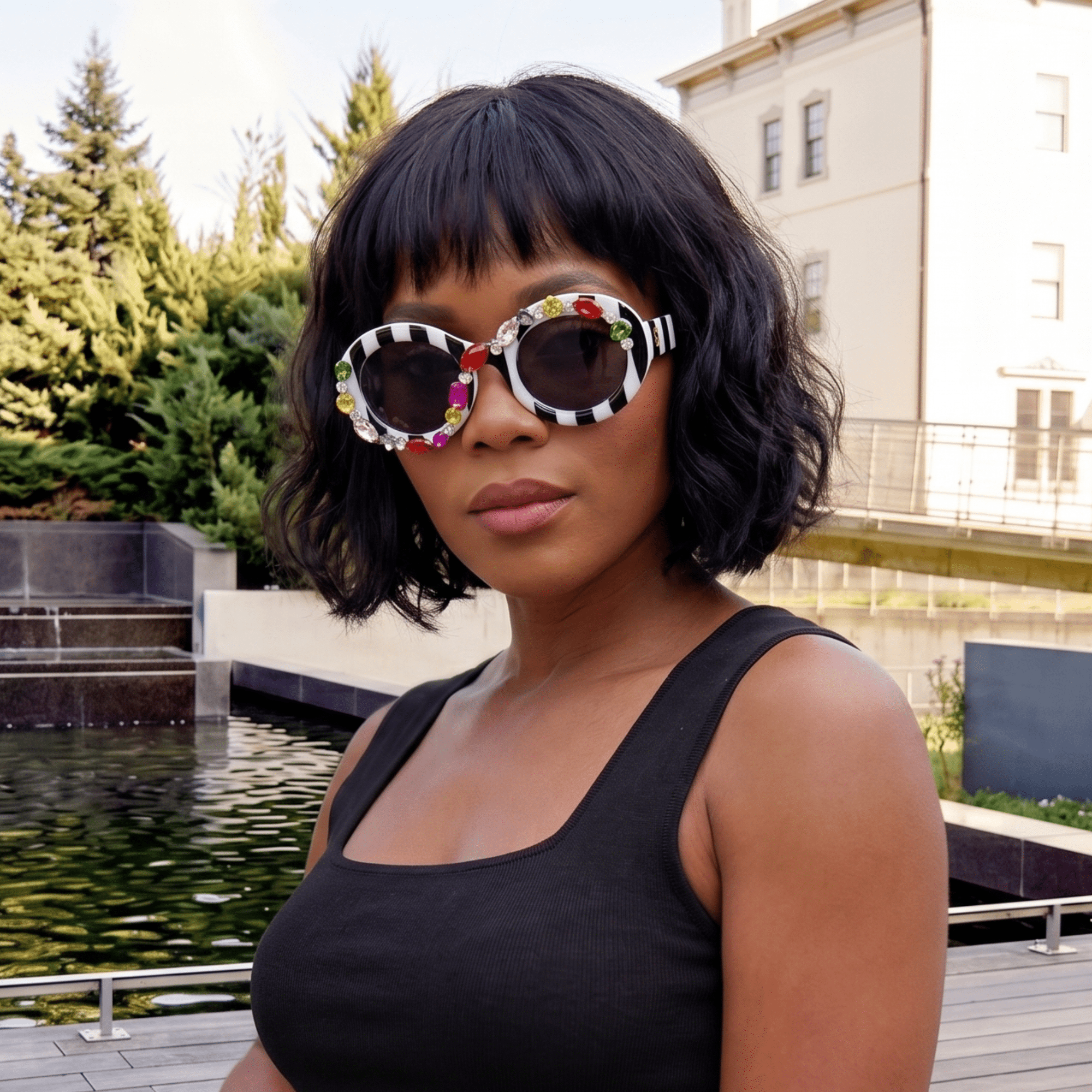 Genevieve Gem Stripe Sunglasses,Glasses, Sassy Jones,
