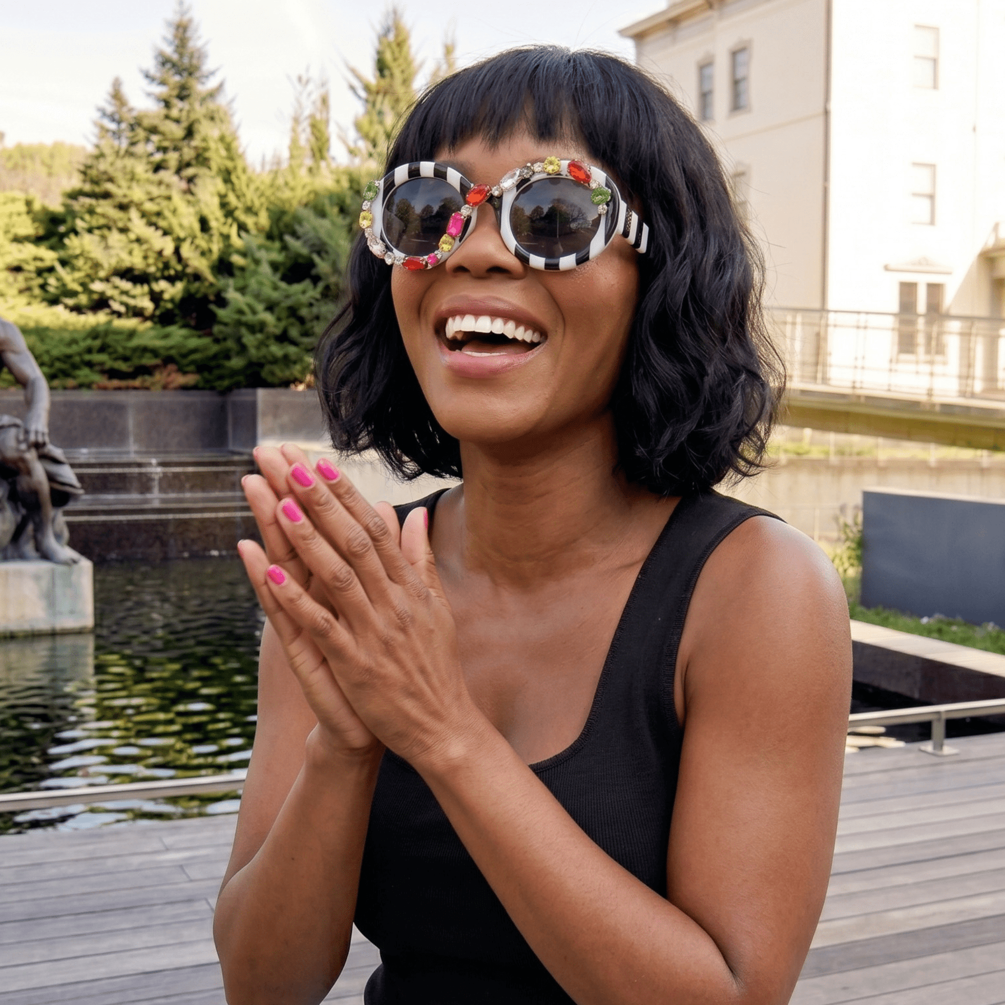 Genevieve Gem Stripe Sunglasses,Glasses, Sassy Jones,
