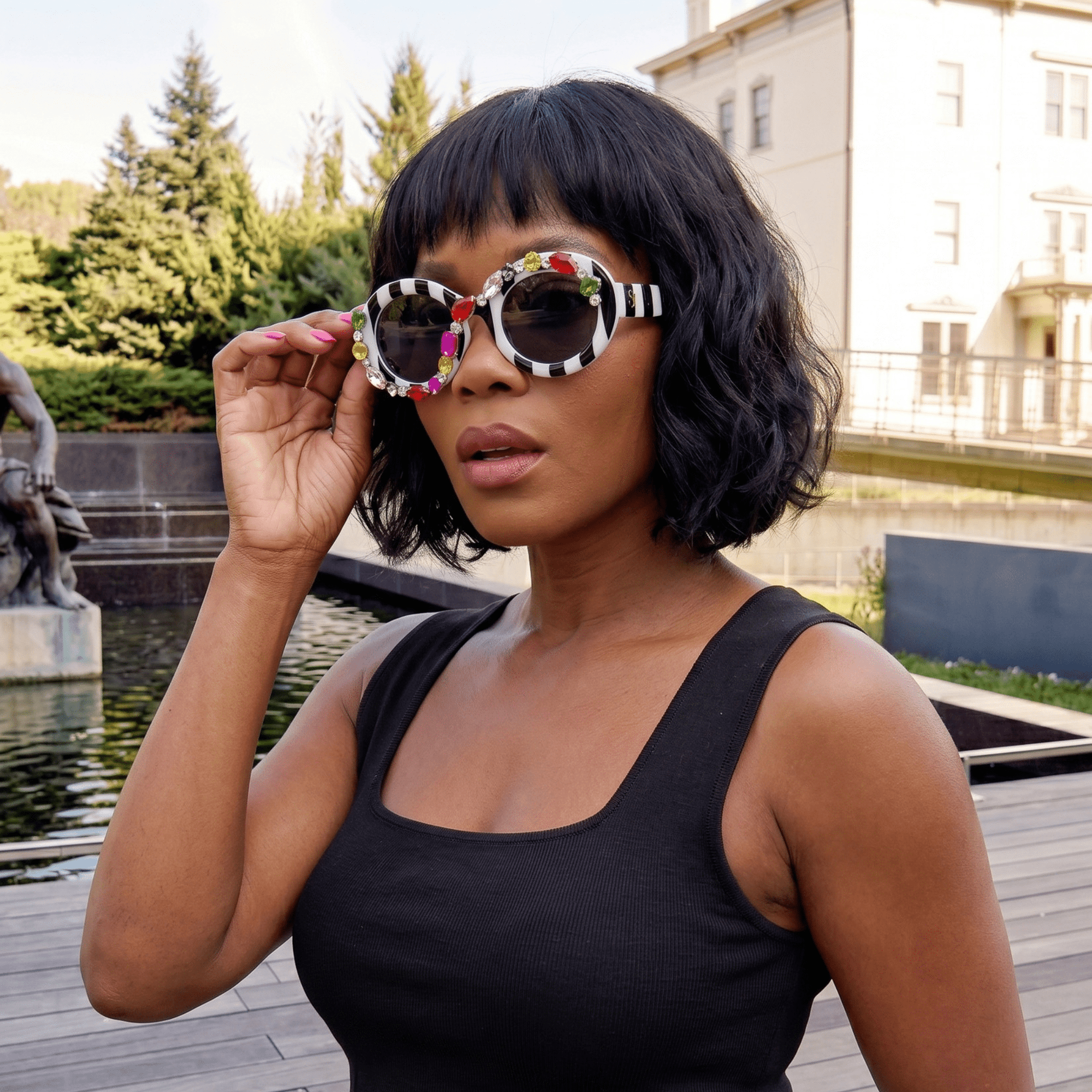Genevieve Gem Stripe Sunglasses,Glasses, Sassy Jones,