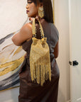 Giovanna Glass Sparkler Chandelier Tote - Gold,Handbags, Sassy Jones,