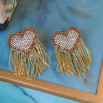 Giovanna Glass Sparkler Heart Dangles - Gold,Earrings, Sassy Jones,