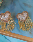 Giovanna Glass Sparkler Heart Dangles - Gold,Earrings, Sassy Jones,