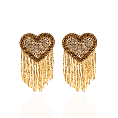 Giovanna Glass Sparkler Heart Dangles - Gold,Earrings, Sassy Jones,