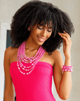Gizelle 4pc Bracelet Stretch Stack - Hot Pink/Silver,Bracelets, Sassy Jones,