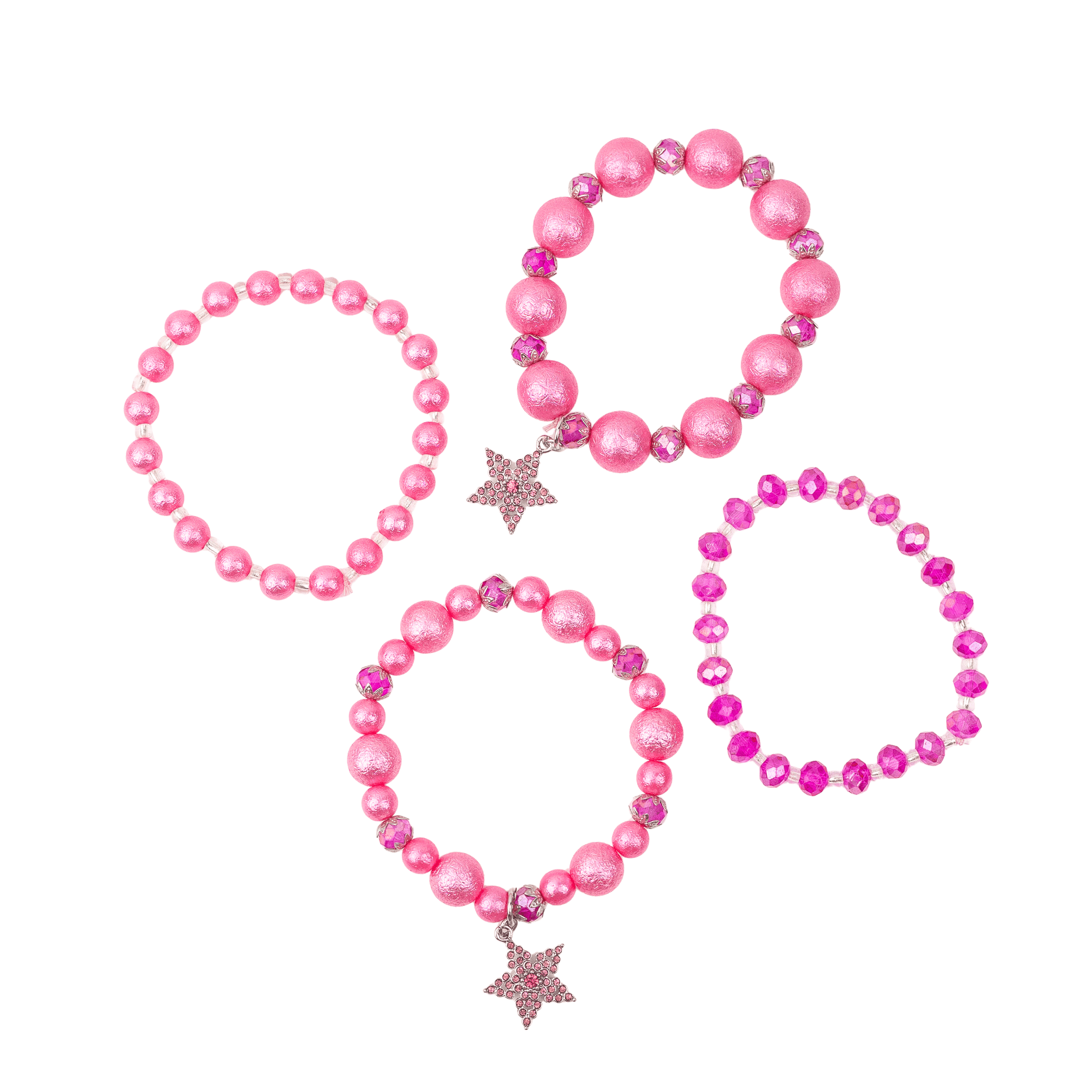 Gizelle 4pc Bracelet Stretch Stack - Hot Pink/Silver,Bracelets, Sassy Jones,