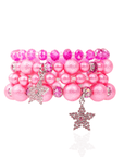 Gizelle 4pc Bracelet Stretch Stack - Hot Pink/Silver,Bracelets, Sassy Jones,