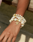 Gizelle 4pc Bracelet Stretch Stack - Ivory/Gold,Bracelets, Sassy Jones,