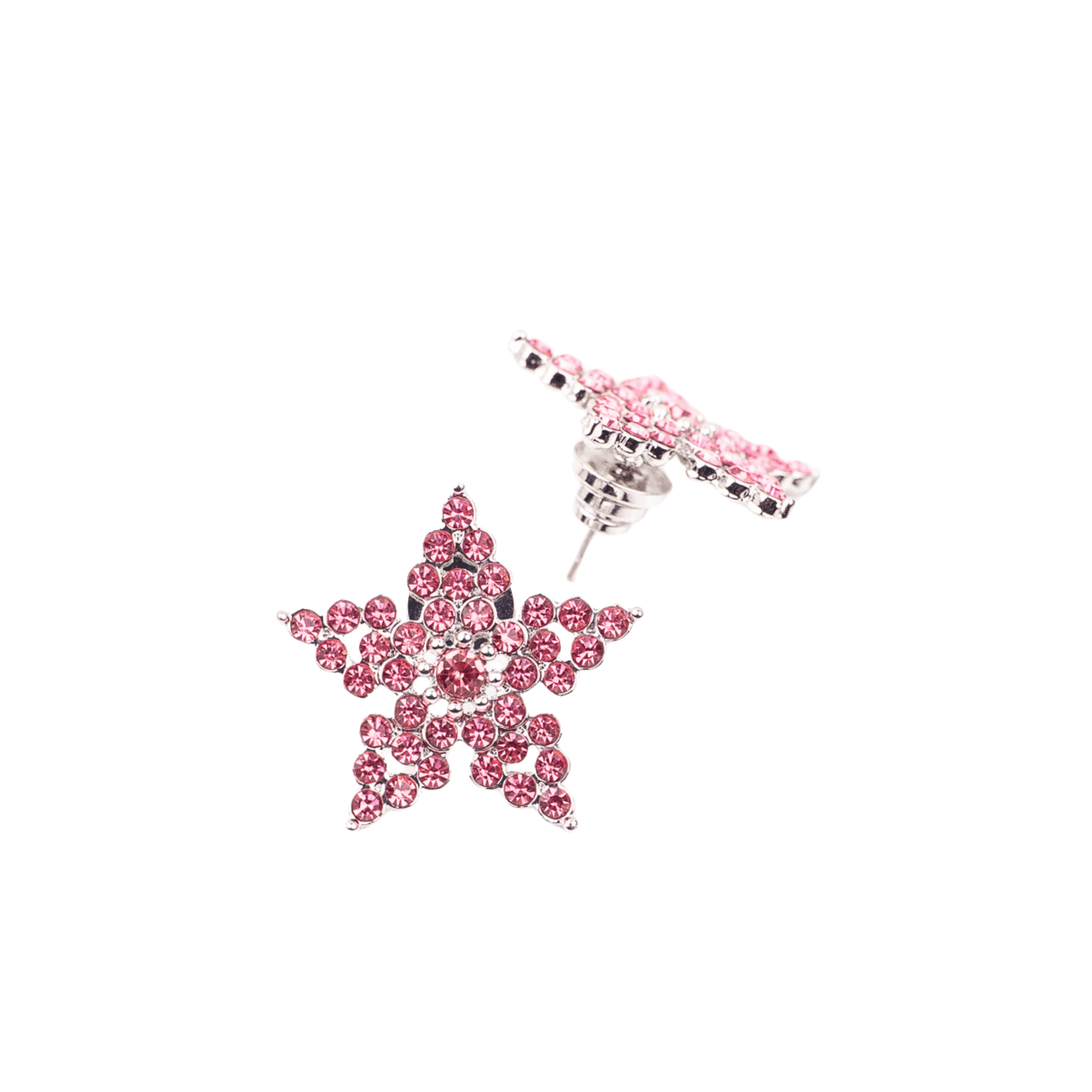 Gizelle Crystal Star Studs - Hot Pink/Silver,Earrings, Sassy Jones,