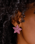 Gizelle Crystal Star Studs - Hot Pink/Silver,Earrings, Sassy Jones,