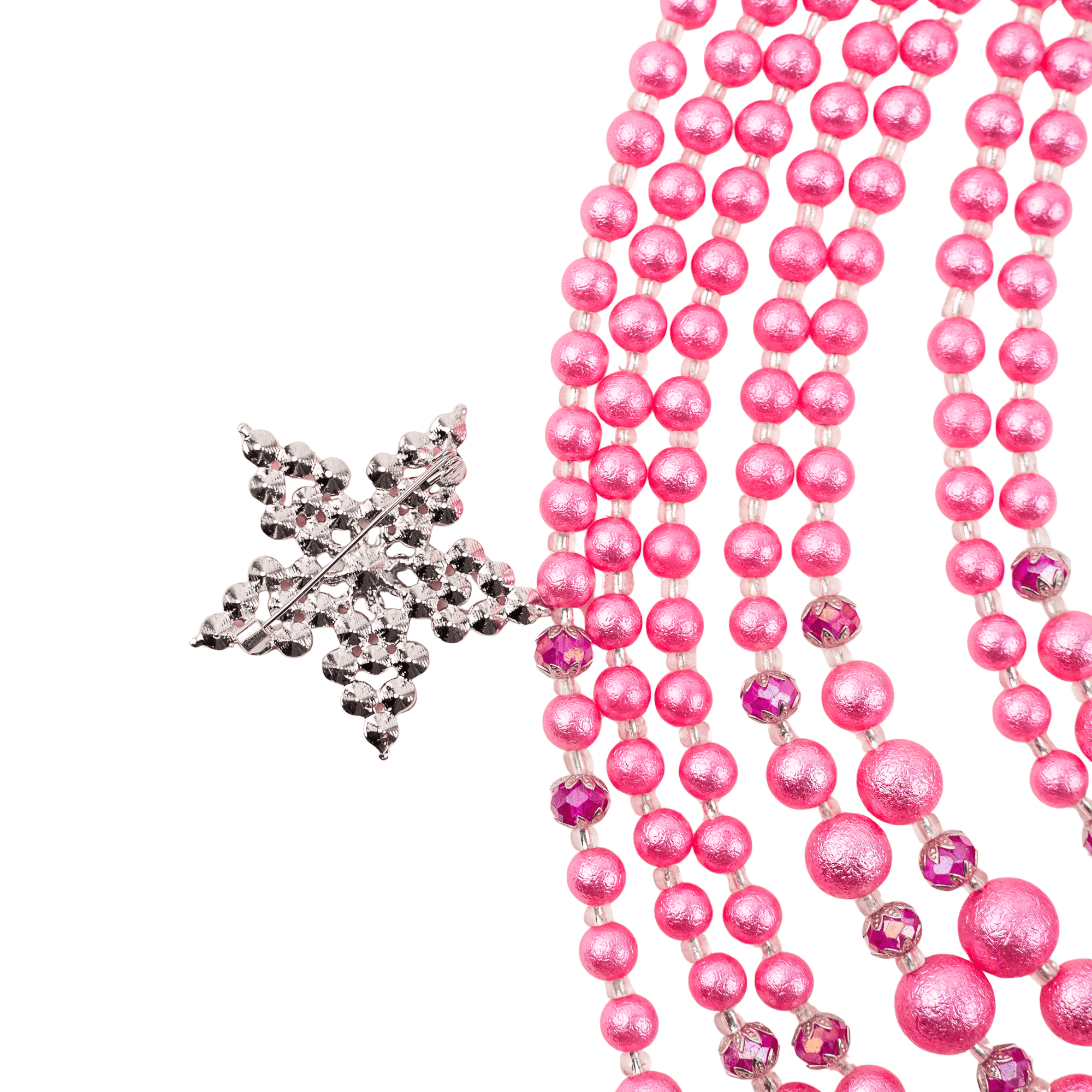 Gizelle Pearl Necklace - Hot Pink/Silver,Necklaces, Sassy Jones,