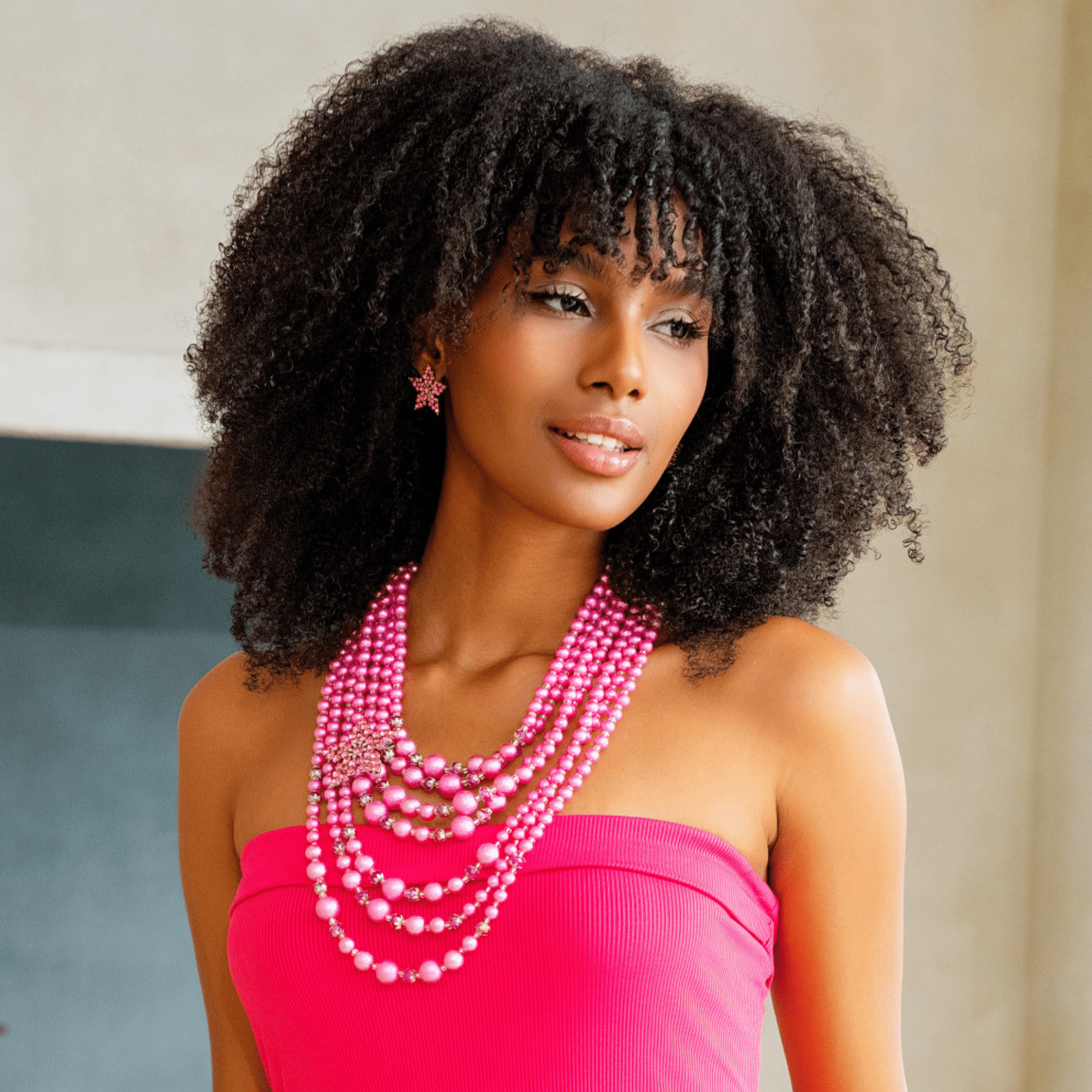 Gizelle Pearl Necklace - Hot Pink/Silver,Necklaces, Sassy Jones,