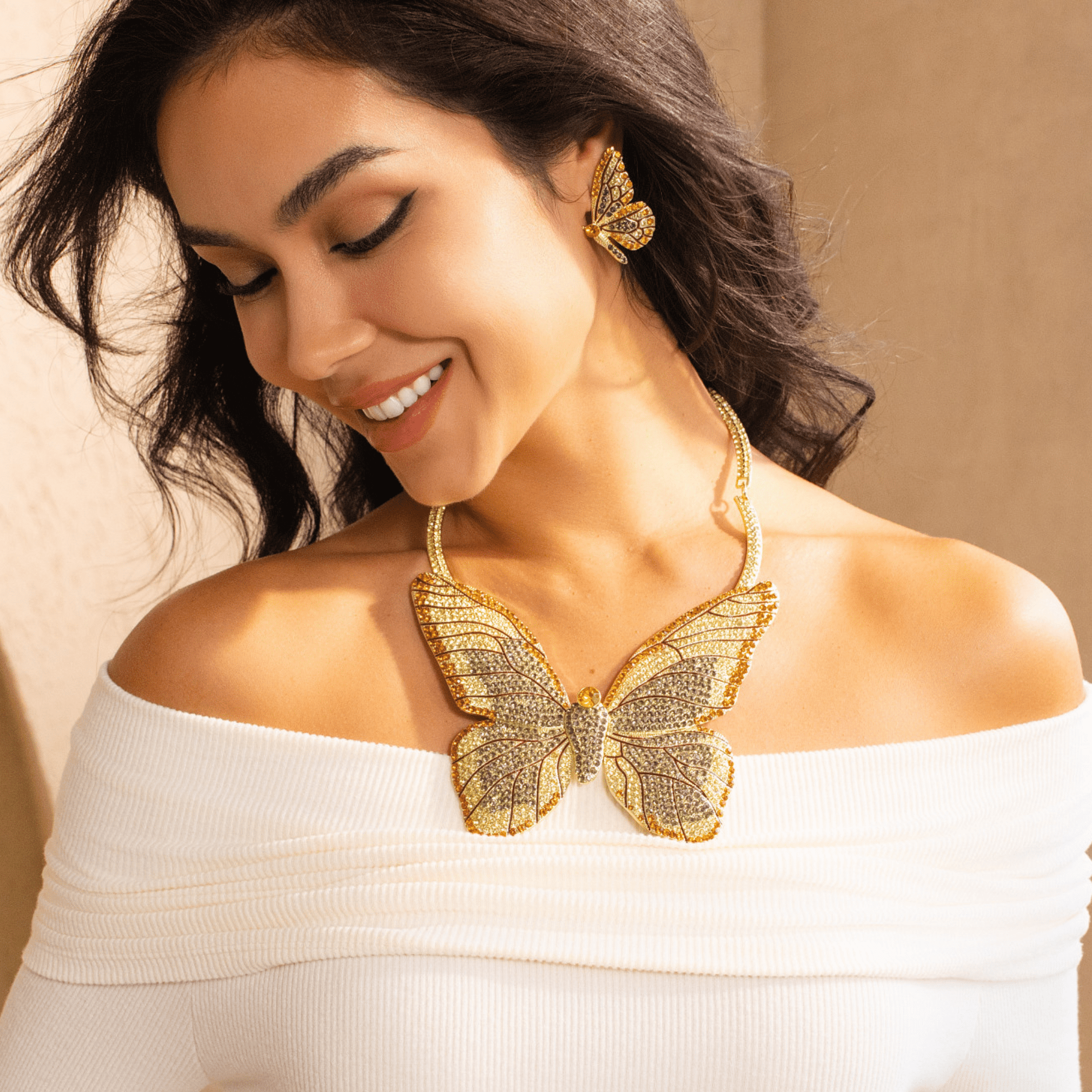 Hadassa 18k Crystal Bib,Necklaces, Sassy Jones,