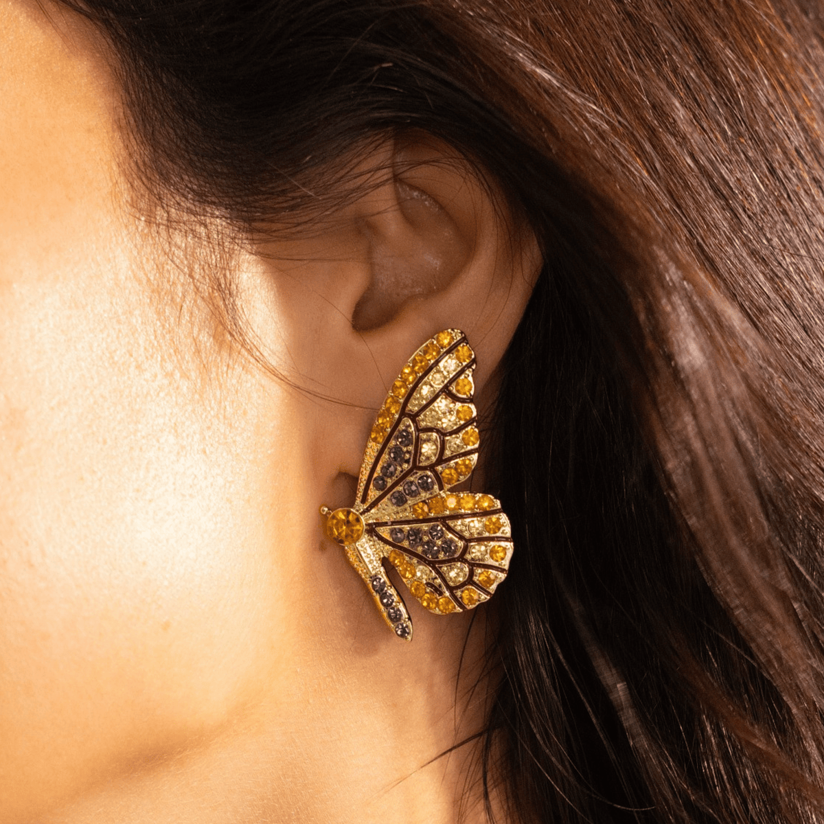 Hadassa Crystal Butterfly Wing Statement Stud Earrings