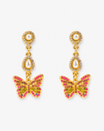 Hadassa Colorful Crystal Butterfly Pearl Dangle Earrings,Earrings, Sassy Jones,