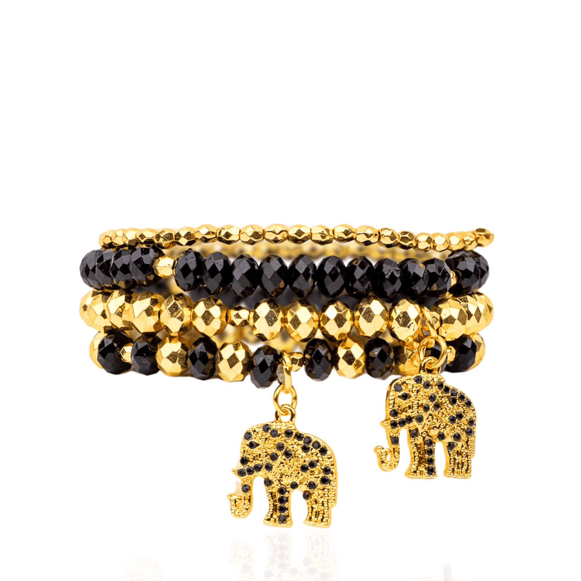 Ibiza 4pc Stretch Bracelet Stack - Black,Bracelets, Sassy Jones,