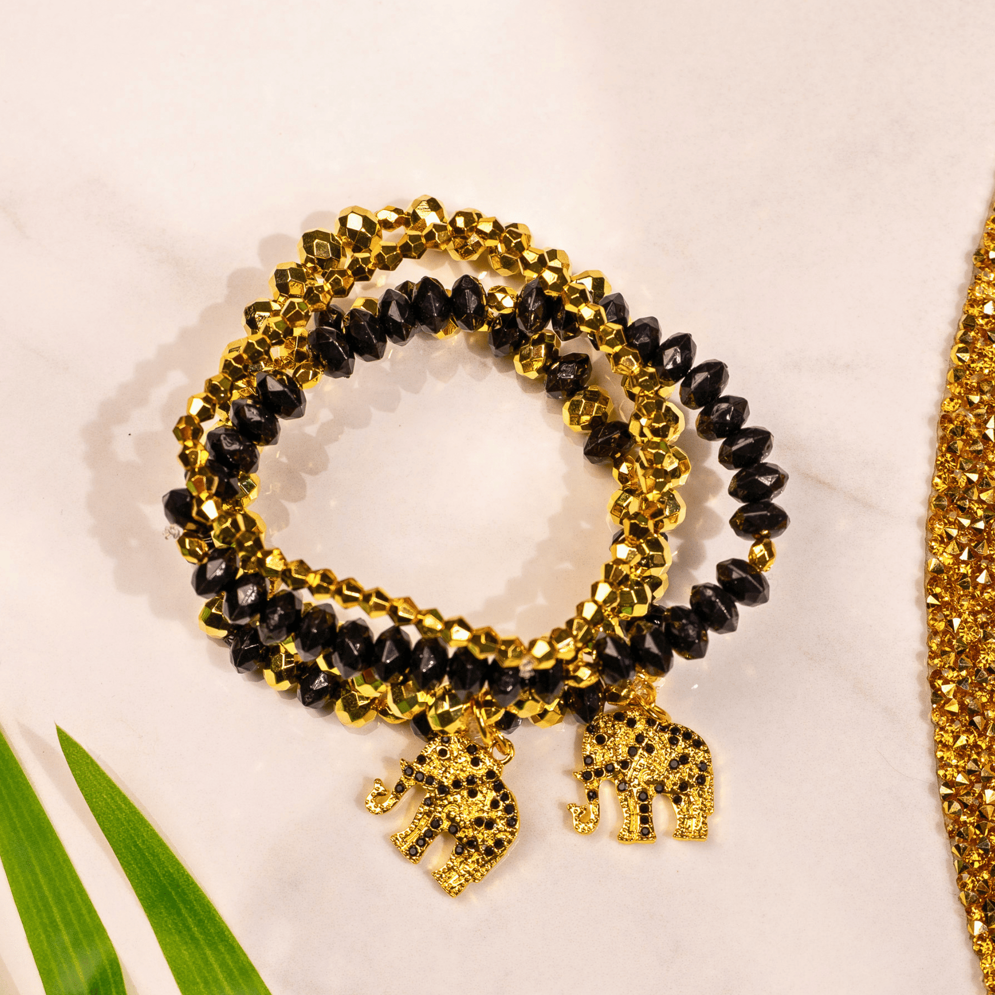 Ibiza 4pc Stretch Bracelet Stack - Black,Bracelets, Sassy Jones,