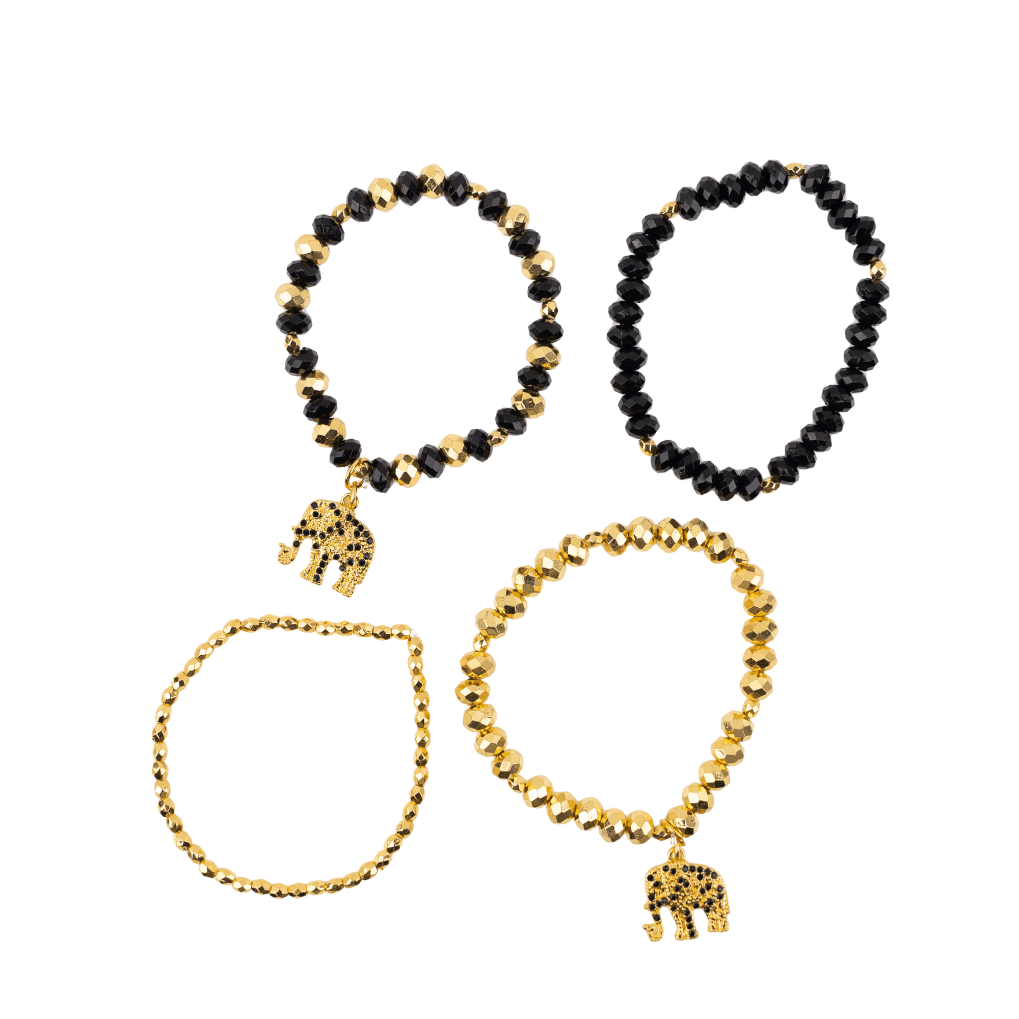 Ibiza 4pc Stretch Bracelet Stack - Black,Bracelets, Sassy Jones,
