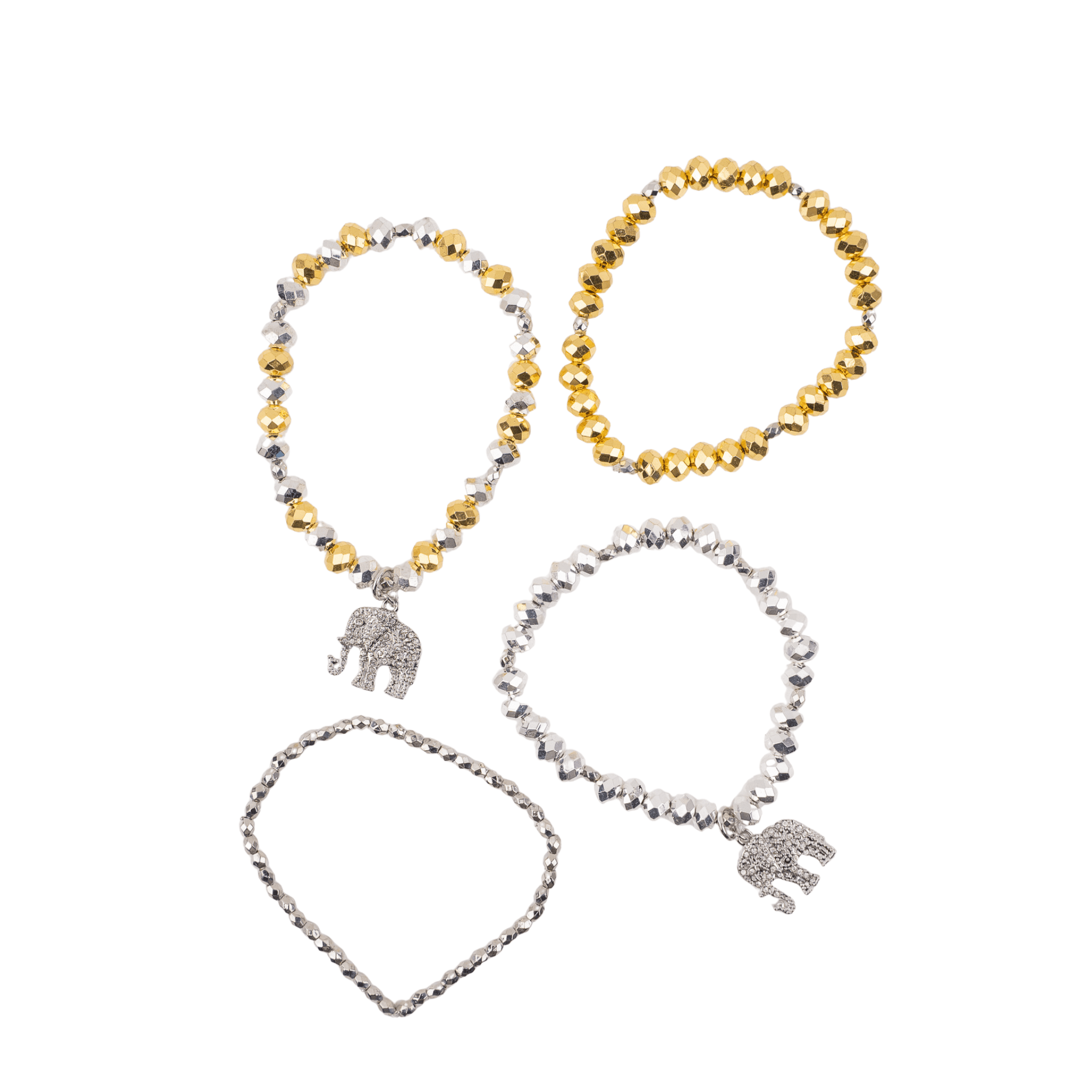 Ibiza 4pc Stretch Bracelet Stack - Silver/Gold,Bracelets, Sassy Jones,