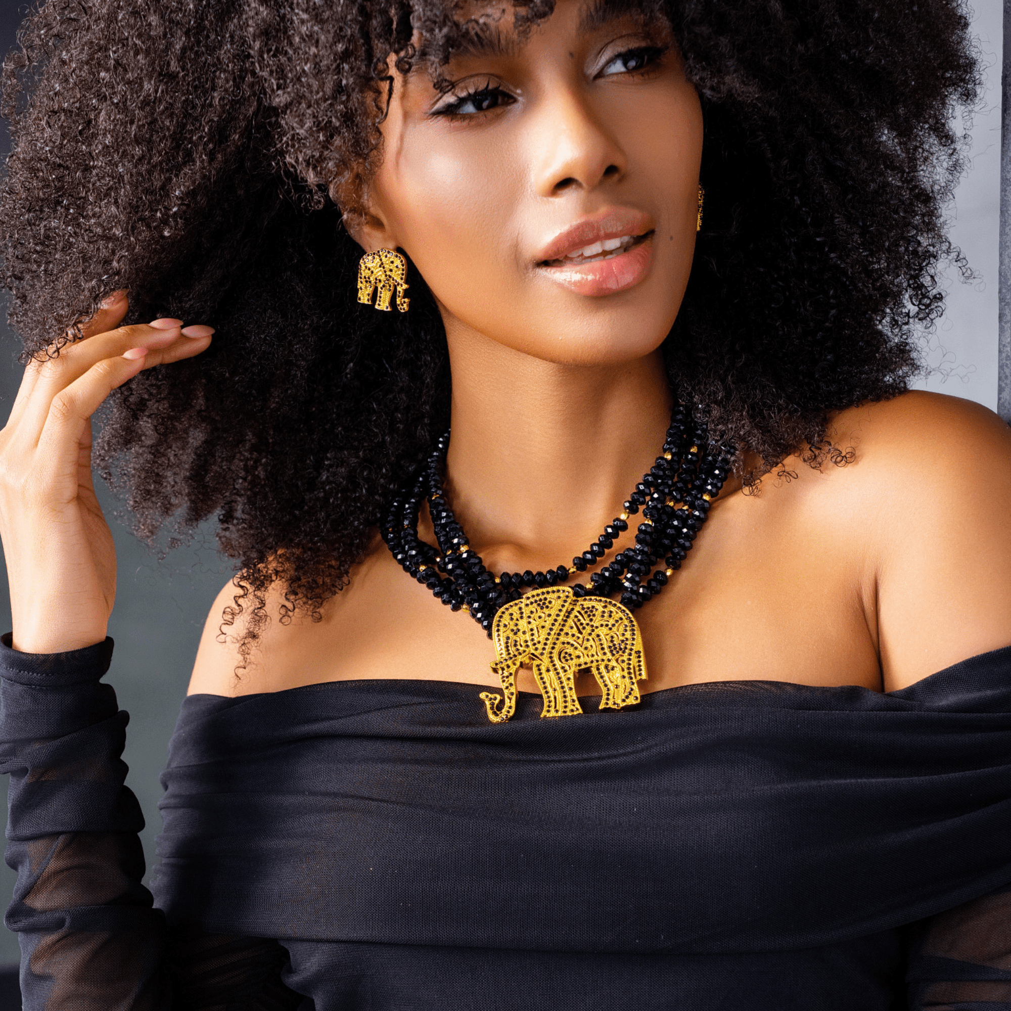 Ibiza Crystal Studs - Black,Earrings, Sassy Jones,