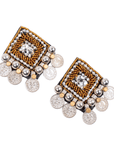 Indira Beaded Earrings - Silver Coin,Earrings, Sassy Jones,