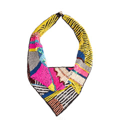 Indira Beaded Scarf Necklace - Pink/Sequin Multi,Necklaces, Sassy Jones,