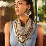 Indira Beaded Scarf Necklace - Silver Coin,Necklaces, Sassy Jones,