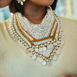 Indira Beaded Scarf Necklace - Silver Coin,Necklaces, Sassy Jones,