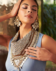 Indira Beaded Scarf Necklace - Silver Coin,Necklaces, Sassy Jones,