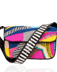 Indira Beaded Statement Flap Bag - Pink/Sequin Multi,Handbags, Sassy Jones,